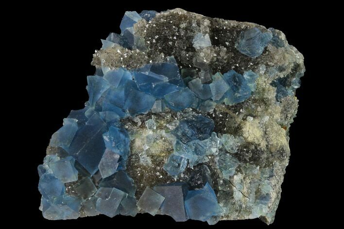 Blue Cubic Fluorite on Smoky Quartz - China #141799